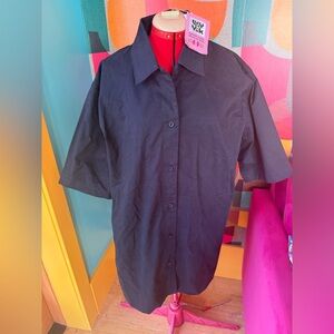 Lucy & Yak Black Short-Sleeve Button-Down Shirt Dress